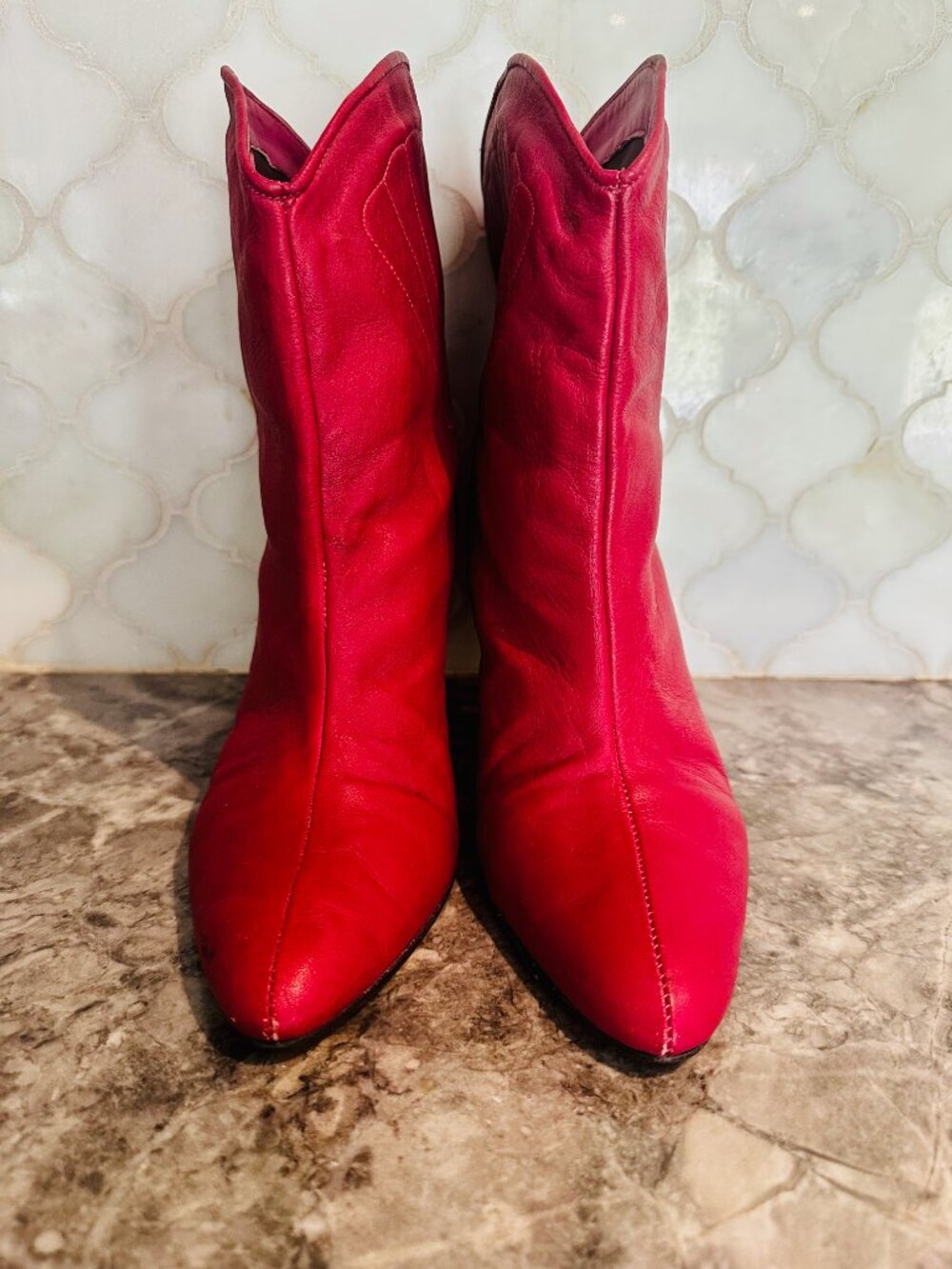 Colcci Pink Leather Western Ankle Booties Size 7 / EU 38 Made in Brazil - Picture 3 of 10